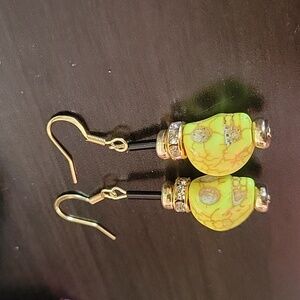 Handcrafted dyed howlite skull earrings